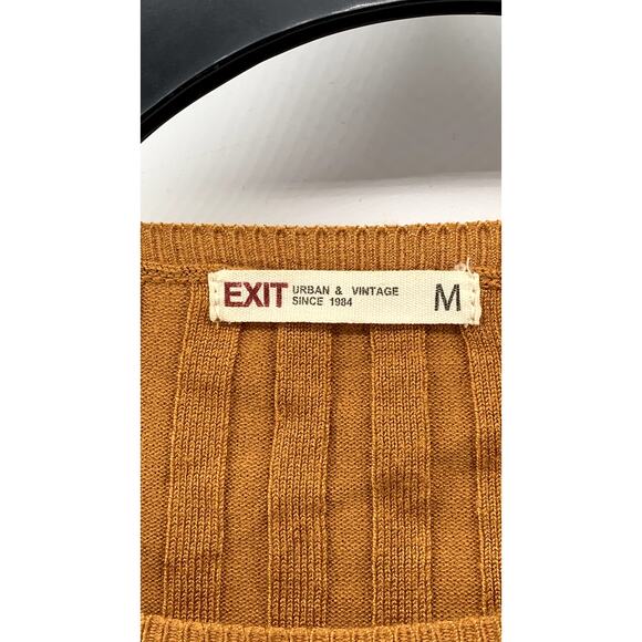 EXIT Urban & Vintage Women's Burnt Orange Ribbed Crewneck Long Sleeve Top SZ M - Picture 7 of 10